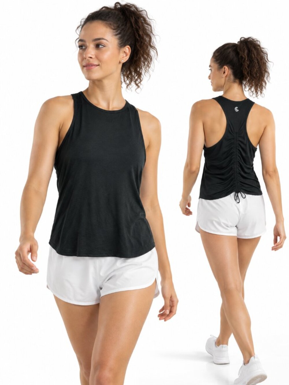 Johnny Was Calme Ease Racerback Tank Black Yoga Workout Athleisure Size S